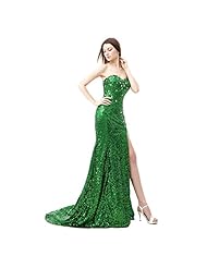 Satin Sheath Mermaid Backless Lace-Up Sequined  Sweetheart Evening Dress/Prom Dress  With Rhinestones
