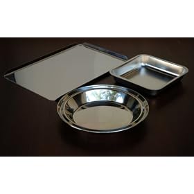 Deluxe 3 (Three) Stainless Steel Bakeware Set with Cookie Sheet, Pie Plate and Cake Pan