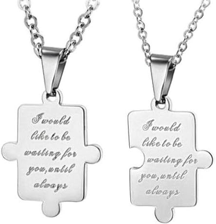 Happy Jewelry His & Hers Matching Set Titanium Couple Pendant Necklace Korean Love Style with a Gift Box and a Nice Small Gift (One Pair)