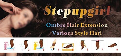Stepupgirl 24" Black to Burgundy to China Red 3 Ombre Color Straight Full Head Clip in Hair Extensions with Exclusive Photo Frame