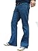 Mens Stonewash Blue Denim Bell Bottom Mod Retro Flares Jeans