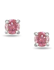 14K White Gold, Pink Diamond Earrings, (.25 cttw)