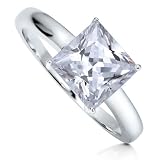 Sterling Silver 925 Cubic Zirconia CZ Princess Cut Solitaire Ring - Nickel Free Valentine Engagement Ring