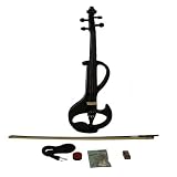Merano 4/4 BLACK Solid Wood Ebony Fitted Electric Silent Violin - Style II