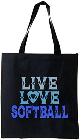 Activewear Apparel 'Live Love Softball' Cotton Canvas Tote Bag (One Size, Black/Blue)