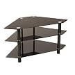 Glass/Steel Corner TV Stand - Black (44")