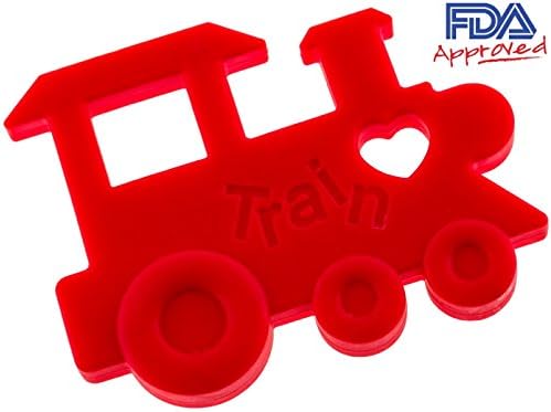 Genie Best #1 Silcone Teether for Baby Teething Pain Relief Moms &amp; Babies Endorsed. Non-Toxic Large Textured Surface BPA Free FDA Approved. Reduce Drooling and Fussiness! (Red Train)