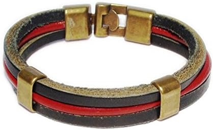 AUTHENTIC HANDMADE Genuine Leather Bracelet Wrist Band Rope Bangle Mens Womens Jewerly Steel Wristband Vintage Love Gift Braided Charm Cuff Bangle Style Fashion Craft Unisex Multi Men Women Moogu
