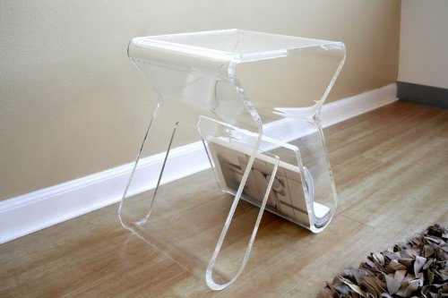 picture of Acrylic Transparent End Table with Magazine Rack
