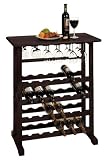 24-Bottle Wine Rack with Stemware holder-Espresso