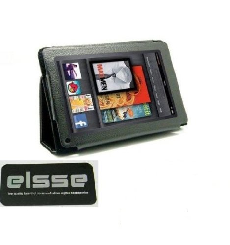 Elsse (TM) Premium Folio Case for Kindle Fire Cover - Black (Extreme Value Buy)
