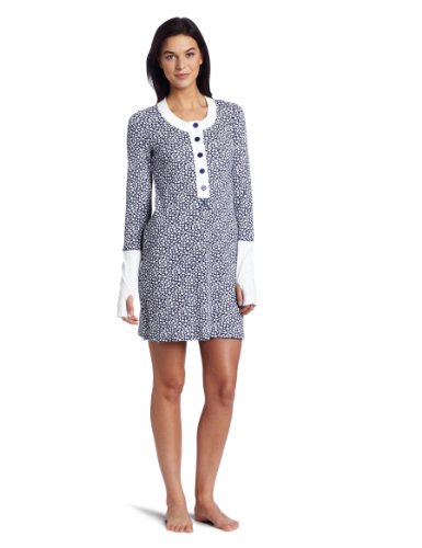 Tommy Hilfiger Womens Thermal Sleep Dress,  Navy Floral Ditz, Medium