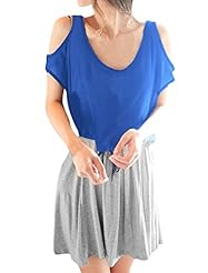 Cutout Shirred Cotton/Polyester Scoop Neck  Dress