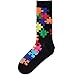 K. Bell Men's Geometric Pattern Novelty Crew Socks, Jigsaw Puzzle (Black), Shoe Size: 6-12