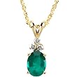 14K Yellow Gold Emerald and Diamond Necklace