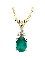 14K Yellow Gold Emerald and Diamond Necklace
