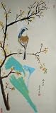 Original Chinese Brush Painting Scroll - Bird & Flower,hand painted watercolor on paper