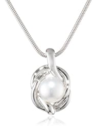 Honora "Forget Me Knot" White Freshwater Cultured Pearl Pendant Necklace, 18"