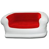 Smart Air Beds Rave Inflatable Love Seat Sofa (White w/Micro-Flock Red Center)
