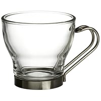Bormioli Rocco Verdi Espresso Cup With Stainless Steel Handle, Set of 4, Gift Boxed