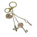 Key and Heart Lock Charms Keychain / Key Ring Gold