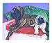 Mastiffs On The Couch Emerging Artists Giclee Poster Print by Laura Barbosa, 20x16