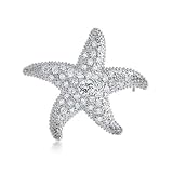 Bling Jewelry CZ Nautical Starfish Brooch Pendant Pin