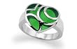 Heart Stainless Steel Women's Ring with green resin inlay.