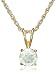 Gold Plated Sterling Silver 6mm Round Green Amethyst Pendant with Light Rope Chain, 18"