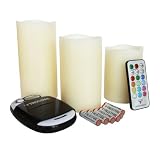 Frostfire Rechargeable Mooncandles - Flameless vanilla scented wax color changing candles with remote control (4, 5, 6, Inch)