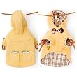 Hooded British Duffle Dog Coat with Nova Check Lining & Toggle Tie - X-Small (11-13) / Khaki