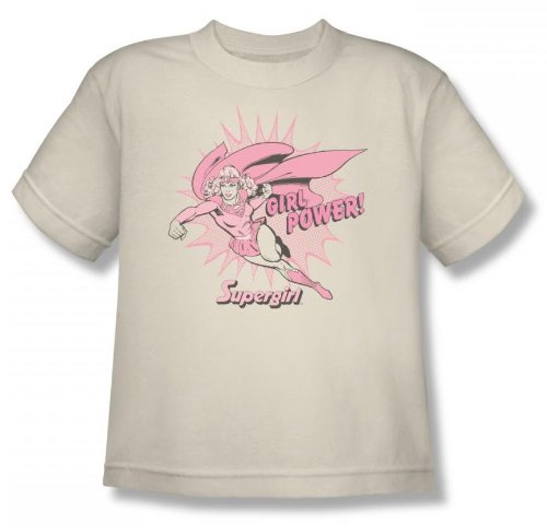  Supergirl Girl Power Youth S/S T-shirt in Cream by DC Comics