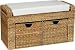 Household Essentials ML-6688 Woven-Banana-Leaf 2-Drawer Cushioned Storage Seat