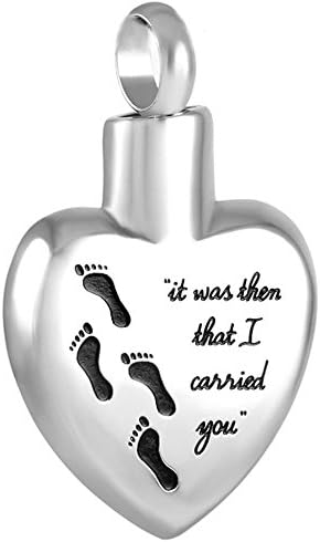 Peerless Pieces Urn Necklace Cremation Memorial Keepsake Stainless Steel 20" Baby Child Footprints #71