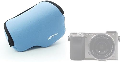 Aqua Blue Neoprene Camera Bag Shockproof Case for Sony A6000 with a 16-50mm lens