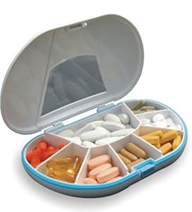 Gasketed VitaCarry 8 Compartment Pill Box Holds Up To 150 Pills Waterproof Color White