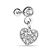 BodyJ4You Clear Crystal Heart Dangle Cartilage Tragus Earring 16G
