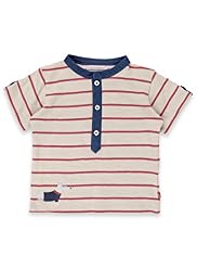 Autograph Pure Cotton Grandad Collar Striped T-Shirt
