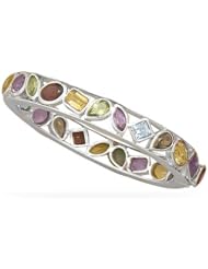 Multi Shape and Stone Hinged Bangle Bracelet
