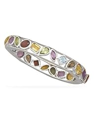 Multi Shape and Stone Hinged Bangle Bracelet