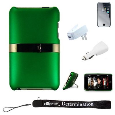 2-Tone Stand Alone apple ipod Cover Case Protector for Apple iPod Touch 8GB 16GB 32GB 64GB 3rd Generation iTouch MP3 Player + Includes a 2 in 1 USB Travel Charger , USB Car Charger + Includes a 4-inch ebigvalue TM Determination Hand Strap and a Mirror Screen Protector For your iPod