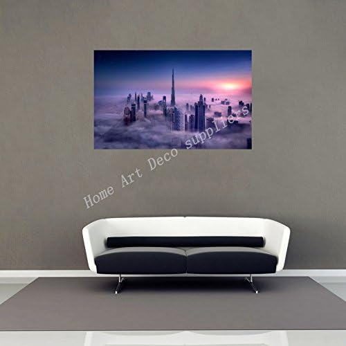 Au reVoir City View Burj Dubai's Iconic Home Decoration Landscape Architecture Landscape Posters 12x20inch Canvas Painting WFJ313