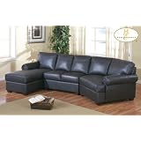 Valentino Contemporary 100% Brown Leather Sectional Sofa