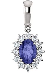 10K White Gold 7.00x5.00mm Oval Cut Tanzanite and Diamond Pendant -- LIFETIME WARRANTY