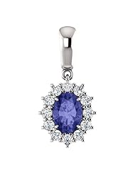 18K White Gold 7.00x5.00mm Oval Cut Tanzanite and Diamond Pendant -- LIFETIME WARRANTY