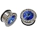 Steel Plug with Clear and Blue Stones 11/16" - Sold as Individual