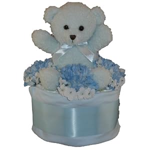 Blue Bear 1 Tier Diaper Cake w/ Pampers Swaddlers, 10