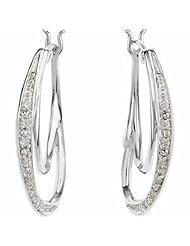 14K White Gold Diamond Hoop Earrings - 0.10 Ct. -- LIFETIME WARRANTY