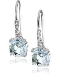 Suzanne Kalan "The Classics" White Gold Round Blue Topaz and Diamond Earrings