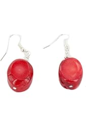 $100 Retail Tag Authentic Made by Charlene Little Navajo .925 Sterling Silver Coral Dangle Earrings